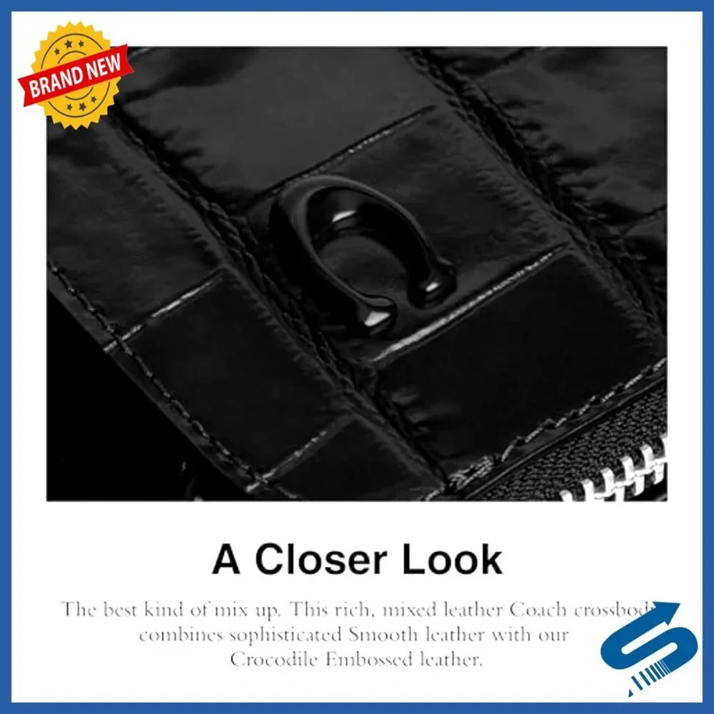 Men's Leather Crossbody Bag with Detachable Strap, Credit Card Slots